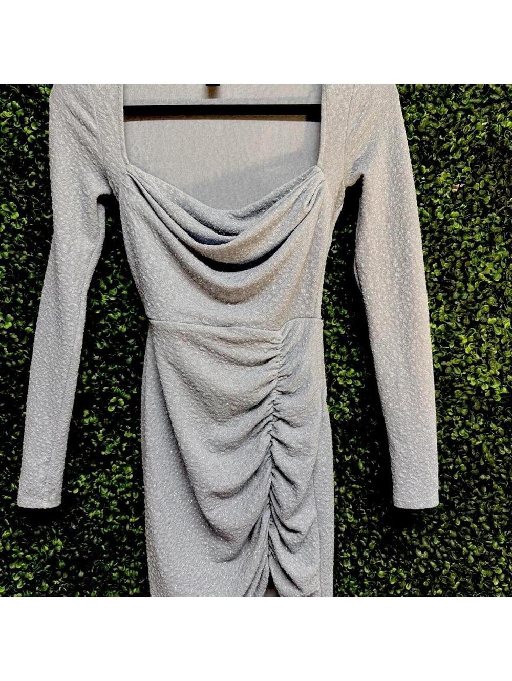 Windsor Light Blue Sparkle Ruched Mini Dress XS ✨
